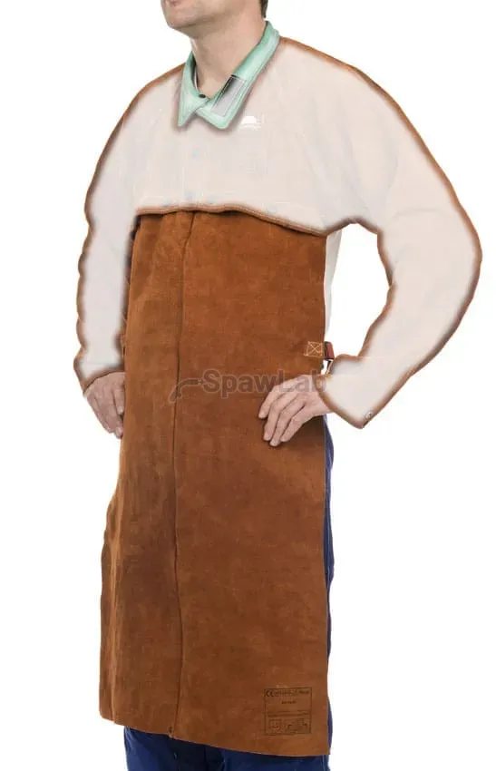 Weldas Lava Brown™ clip-on leather welding apron 44-7836