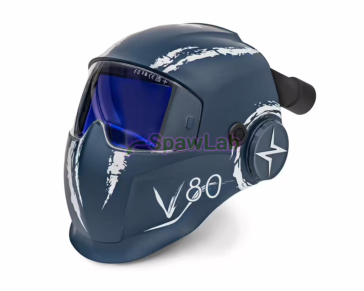 Przyłbica Böhler Welding Evolution V80M Air z auto-shade do nawiewu PAPR, niebieska matowa, przyłącze powietrza z tyłu