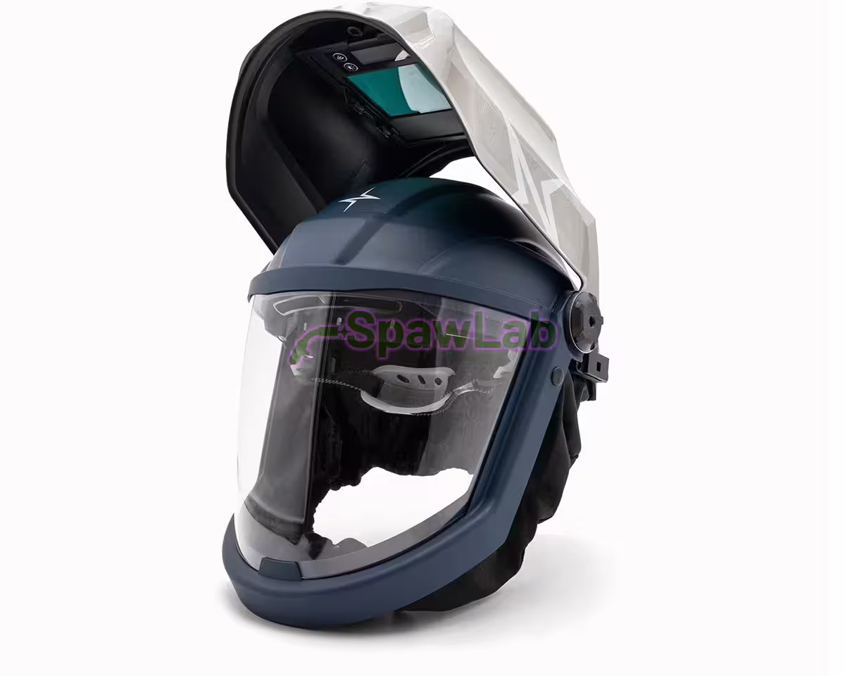 Kask ochronny Böhler Welding Safe Guard 62F Air z szybą do szlifowania i podniesionym filtrem spawalniczym ADF, do nawiewu PAPR